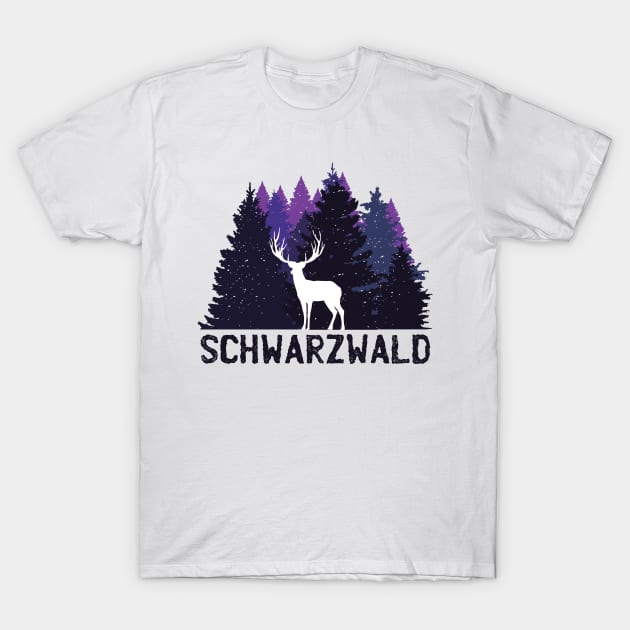 Black Forest German a Dark and Purple Forest with a and the Word in German Forest T-Shirt by franksuharkless